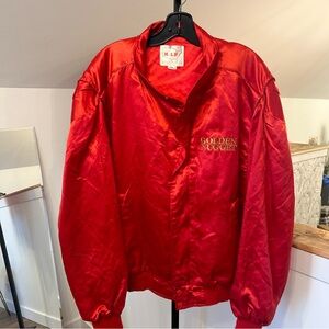 Vintage Red Satin Golden Nugget Bomber Jacket
